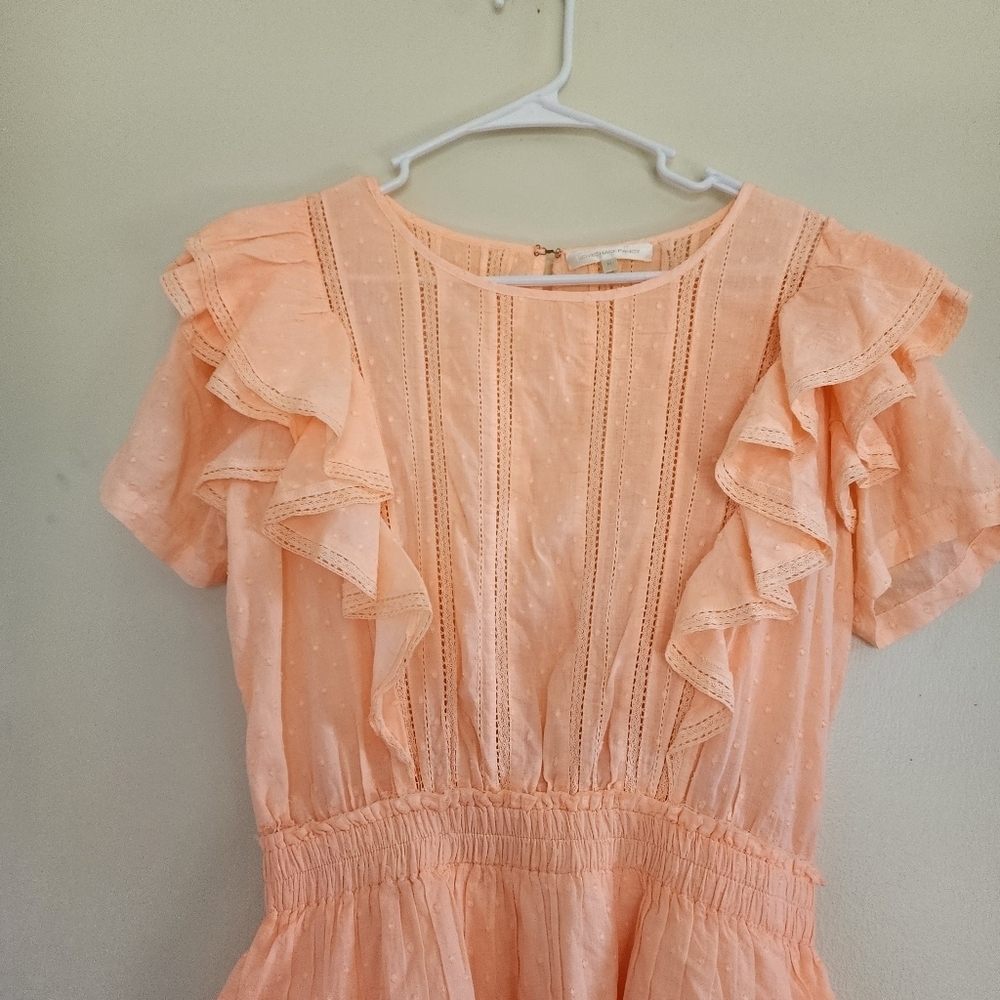 Peach Blossom Mini Dress Ruffled Size Medium - Picture 5 of 16